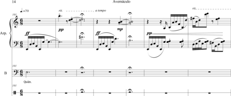 Fernández Toro, Cristian Felipe: Carl Orff Competition 2018 Avernáculo (A la Chilena) - Solo>bajo+Perc+Arp:14