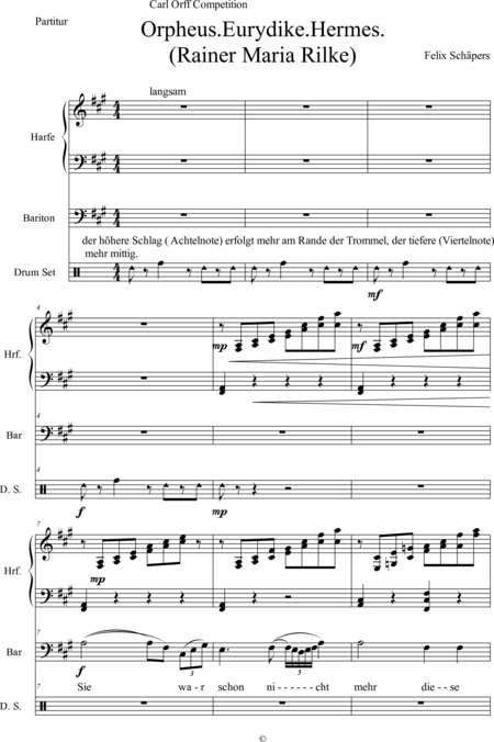 Schaepers, Felix: Carl Orff Competition 2018 Orpheus.Eurydike.Hermes - Solo>bajo+Perc+Arp:0