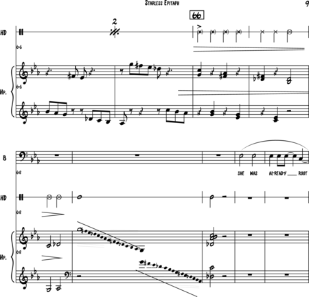 Johnson, Steve: Carl Orff Competition 2018 Starless Epitaph - Solo>bajo+Perc+Arp:8