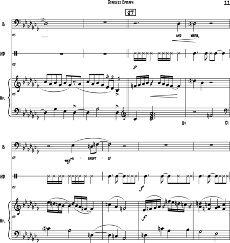 Johnson, Steve: Carl Orff Competition 2018 Starless Epitaph - Solo>bajo+Perc+Arp:10