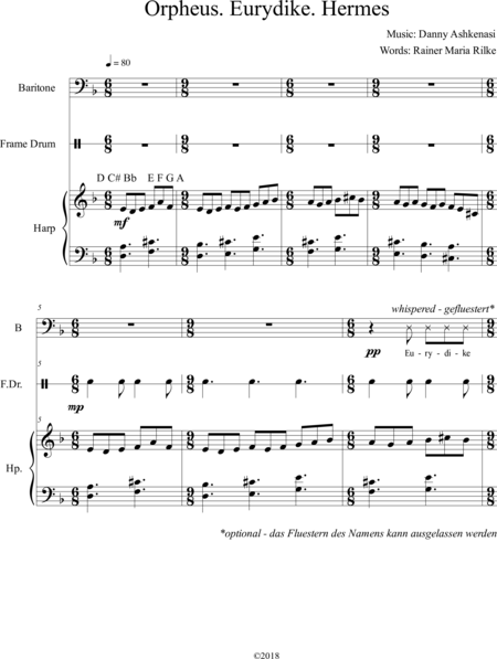 Ashkenasi, Danny: Carl Orff Competition 2018 Orpheus. Eurydike. Hermes - Solo>bajo+Perc+Arp:0