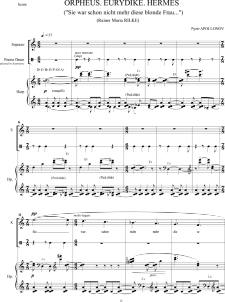 Apollonov, Pyotr: Carl Orff Competition 2018 Orpheus. Eurydike. Hermes - Solo>sop+Perc+Arp:0