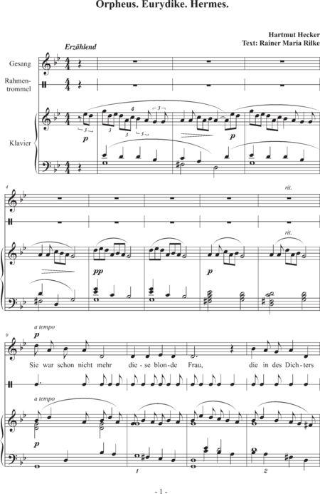 Hecker, Hartmut: Carl Orff Competition 2018 Orpheus.Eurydike.Hermes_Hecker: Klavierstimme - Solo>sop+Perc+Pno:0