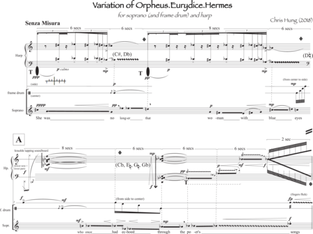 Hung, Chris: Carl Orff Competition 2018 Variation of Orpheus.Eurydice.Hermes - Solo>sop+Perc+Arp:3