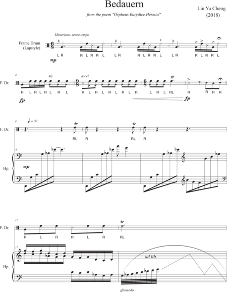 yucheng, lin: Carl Orff Competition 2018 Bedauern - Solo>bajo+Perc+Arp:2