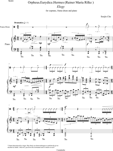 Cho, Soojin: Carl Orff Competition 2018 Orpheus.Eurydice.Hermes( Rainer Maria Rilke) Elegy fo - Solo>sop+Perc+Pno:0