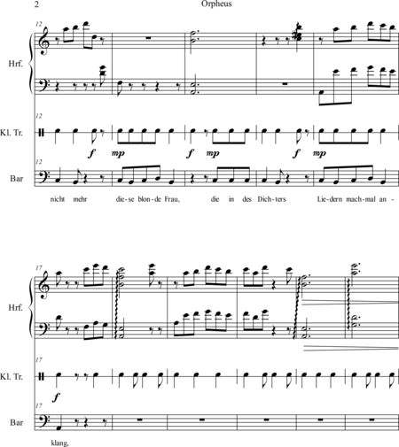 Muhr, Raphael: Carl Orff Competition 2018 Orpheus, Eurydike, Hermes - Solo>bajo+Perc+Arp:1