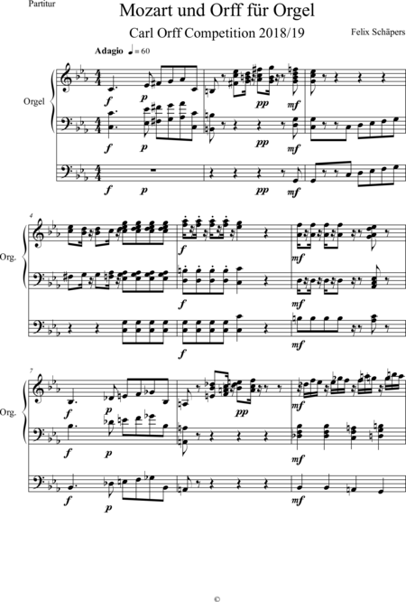 Schaepers, Felix: Carl Orff Competition 2019 Fantasie für Orgel Mozart Orff 2019 [Carl Orff Compet - Organ>wped:0