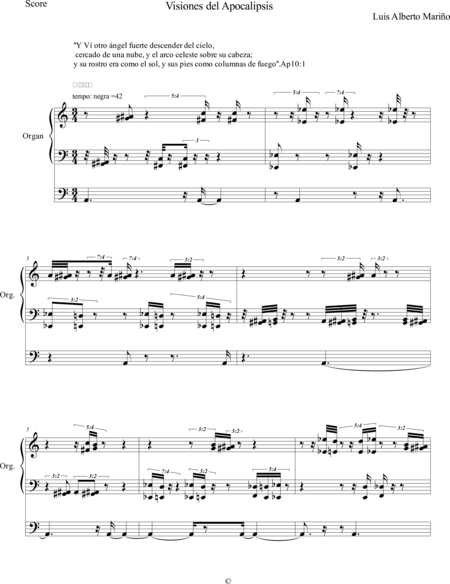 Mariño Fernández, Luis Alberto: Carl Orff Competition 2019 Visiones del Apocalipsis para Organo solo - Órgano>cPed:0