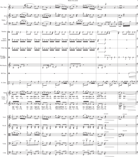 Giannoulis, Christos: Carl Orff Competition 2020 Kato sto yalo - Chor>SA+Bfl+[Xyl+Px]+[Vl2+Vla+Vc+Kb]:6