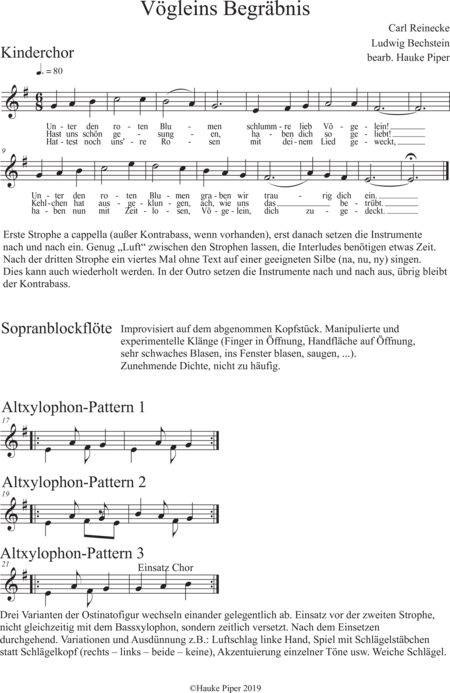 Piper, Hauke: Carl Orff Competition 2020 Bird's funeral - Choir>X+Rec+[Xyl+Gs]+[Vln+Vla+Vlc+Db]:0