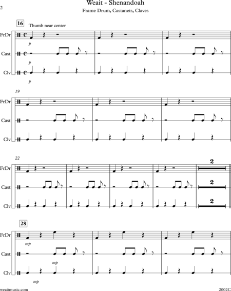 Weait, Christopher: Carl Orff Competition 2020 SHENANDOAH for Orff Ensemble by Christopher Weait - Chor>SS+Bfl+Xyl2+[Vl2+Vla+Vc+Kb]:18