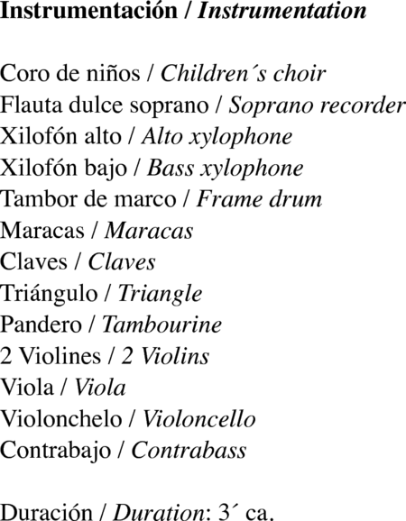 Mercado, Germán: Carl Orff Competition  La vicuñita (Germán José Mercado) - Choir>S+Rec+[Xyl2+Perc]+[Vln2+Vla+Vlc+Db]:1