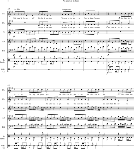 BERGER, Jacques: Carl Orff Competition 2020 Au clair de la lune - Chor>SS+Bfl+[Xyl2+Px]+[Vl2+Vla+Vc+Kb]:3