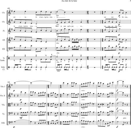 BERGER, Jacques: Carl Orff Competition 2020 Au clair de la lune - Chor>SS+Bfl+[Xyl2+Px]+[Vl2+Vla+Vc+Kb]:4