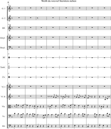 Scheller, Marita: Carl Orff Competition 2020 Weißt du wieviel Sternlein stehen - Chor>SS+Bfl+[Xyl2+Px]+[Vl2+Vla+Vc+Kb]:5