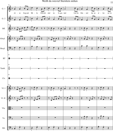 Scheller, Marita: Carl Orff Competition 2020 Weißt du wieviel Sternlein stehen - Chor>SS+Bfl+[Xyl2+Px]+[Vl2+Vla+Vc+Kb]:10