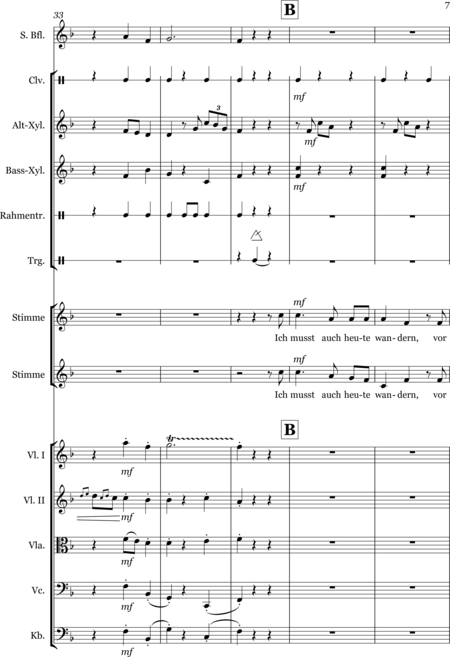 Schmidt, Toni: Carl Orff Competition 2020 Am Brunnen vor dem Tore - Chor>SS+Bfl+[Xyl2+Px]+[Vl2+Vla+Vc+Kb]:6