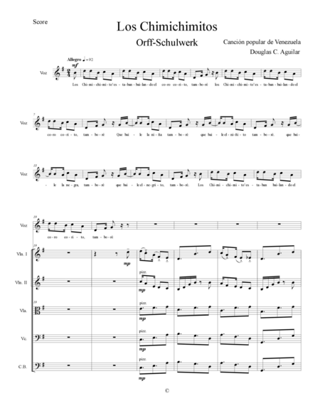 Colmenarez Aguilar, Douglas: Carl Orff Competition 2020 Los Chimichimitos - Chor>SS+Bfl+[Xyl2+Px]+[Vl2+Vla+Vc+Kb]:2