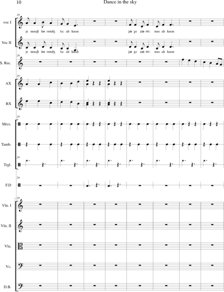 Homavaran, Shahrouz: Carl Orff Competition 2020 Dance In The Sky - Chor>SS+Bfl+[Xyl2+Px]+[Vl2+Vla+Vc+Kb]:9
