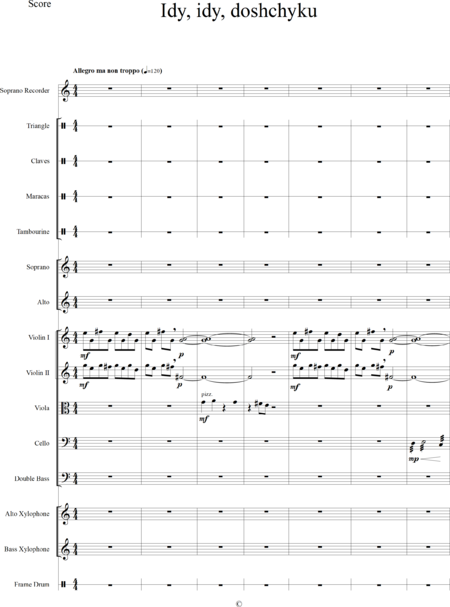 Manokina, Hanna: Carl Orff Competition 2020 Idy, idy, doshchyku - Chor>SS+Bfl+[Xyl2+Px]+[Vl2+Vla+Vc+Kb]:2