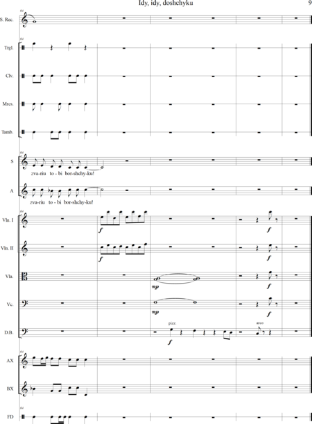 Manokina, Hanna: Carl Orff Competition 2020 Idy, idy, doshchyku - Chor>SS+Bfl+[Xyl2+Px]+[Vl2+Vla+Vc+Kb]:10