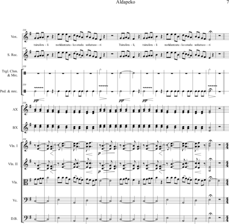 Martínez, Jesús: Carl Orff Competition 2020 Aldapeko - Chor>S+Bfl+Xyl2+[Vl2+Vla+Vc+Kb]:6