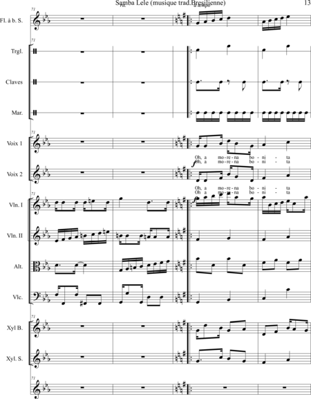 JUSTINO, Humberto-Vinicios: Carl Orff Competition 2020 SAMBA LE LE - Choir>SS+Rec+[Xyl2+Perc]+[Vln2+Vla+Vlc+Db]:12