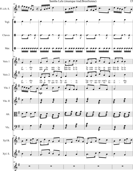 JUSTINO, Humberto-Vinicios: Carl Orff Competition 2020 SAMBA LE LE - Choir>SS+Rec+[Xyl2+Perc]+[Vln2+Vla+Vlc+Db]:14