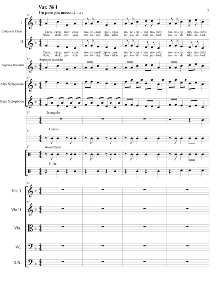 Fedotova, Olga: Carl Orff Competition 2020 Variation über das russische Volkslied "Skok, skok, p - Chor>SS+Bfl+[Xyl2+Px]+[Vl2+Vla+Vc+Kb]:6